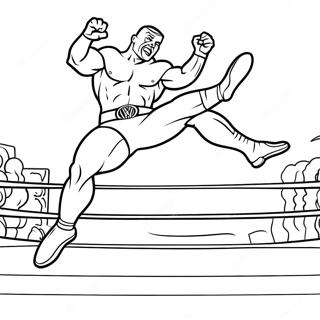 Wwe రెస్ట్లర్ ప్రత్యర్థిపై దూకుతున్న రంగుల పేజీ రంగుల పేజీలు